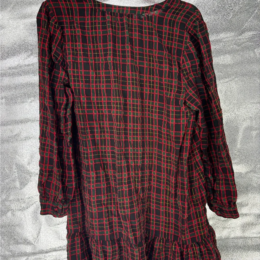 Loft Long Sleeve Holiday Plaid Shirt Dress